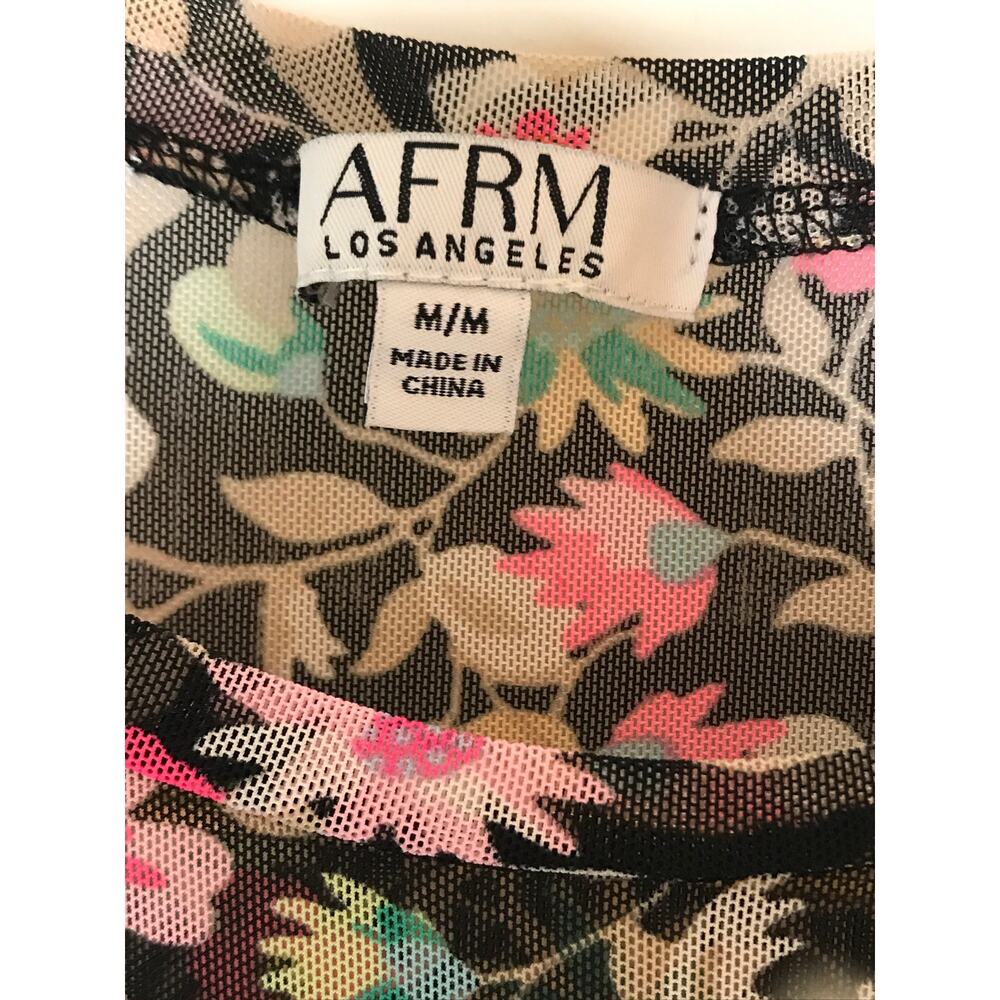 AFRM Black Floral Sheer Mesh Long Sleeve Top M - Picture 3 of 8